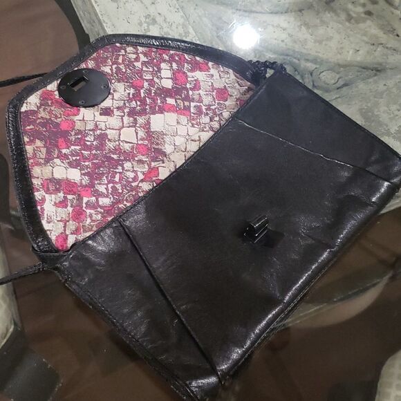 ELLIOTT LUCCA CROSSBODY BLACK LEATHER SHOILDER PURSE - Picture 4 of 5